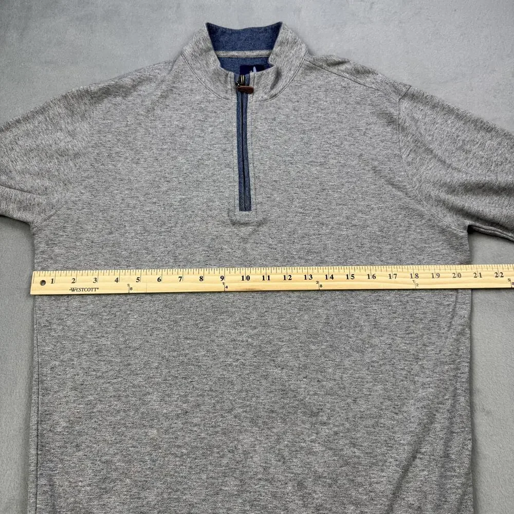 Johnnie-O Sweatshirt Mens Medium Gray 1/4 Zip Mock Neck Pullover Heather Logo